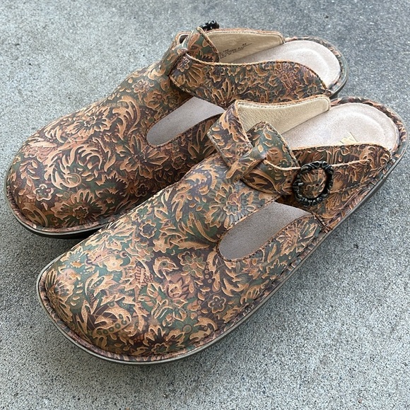 ALEGRIA Classic Tooled Leather Clogs Size 42 - Picture 12 of 12